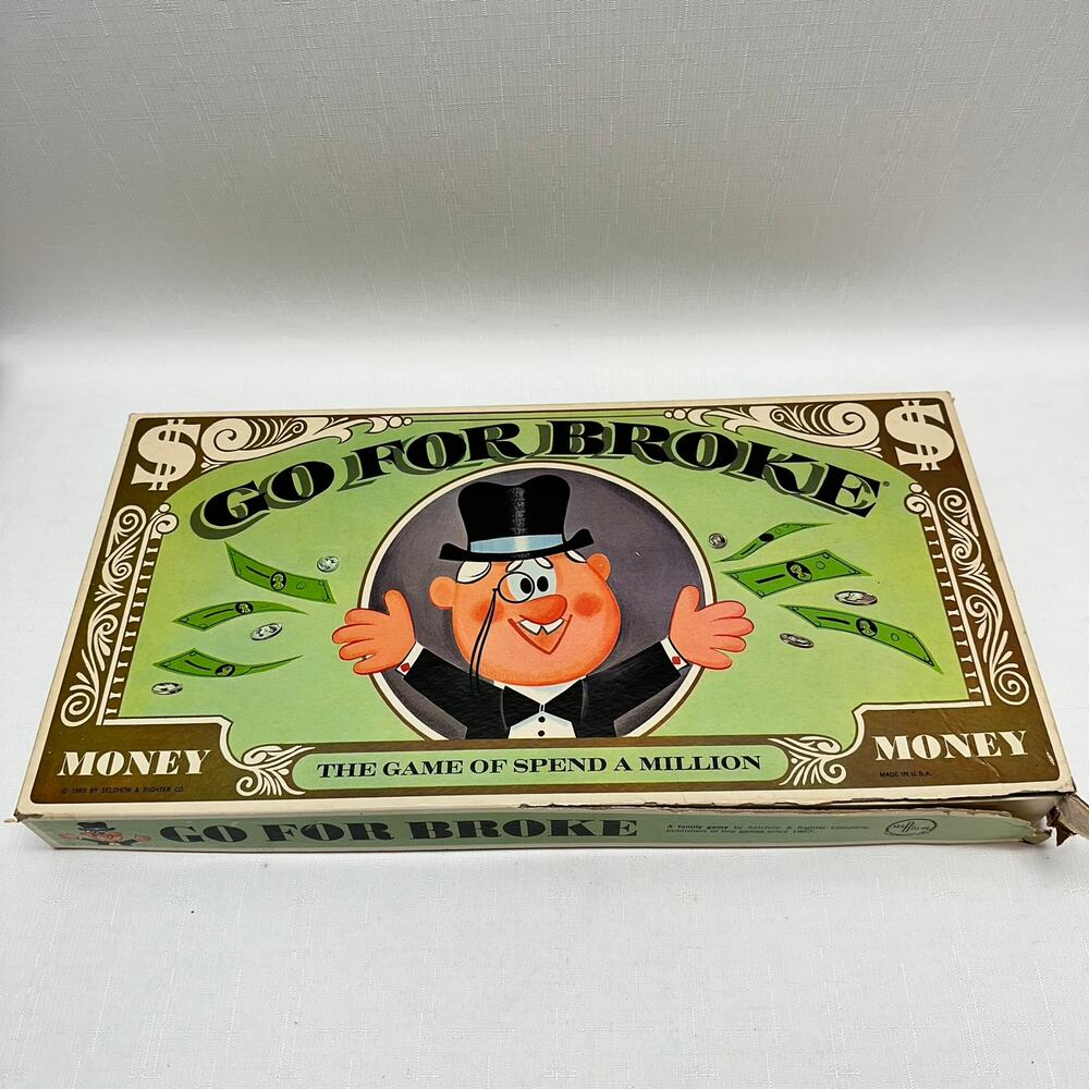 Go For Broke Board Game Vintage 1965 Complete
